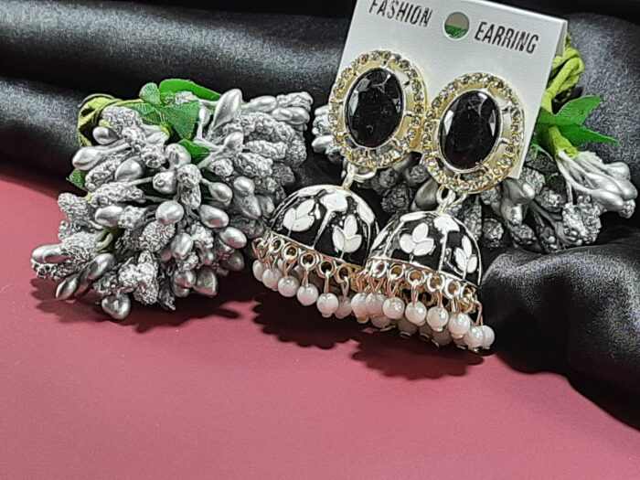 Meenakari jhumkha earings With pearl