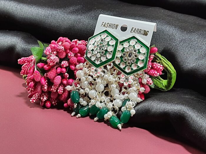 Meenakari pearl earings