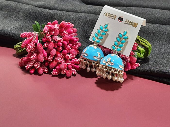 Meenakari jhumkha earings With pearl
