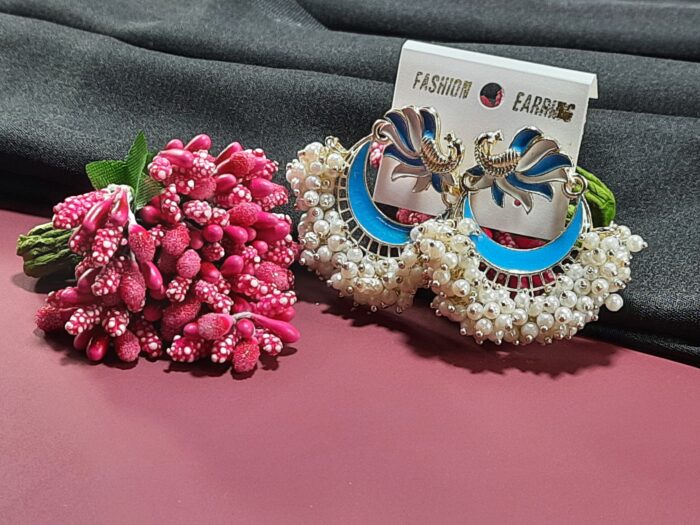 Meenakari kundan stone Pearl earrings