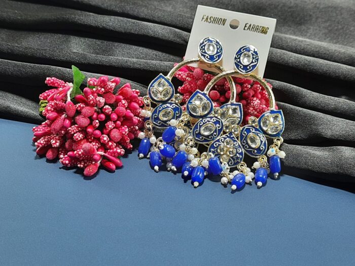 Meenakari kundan stone earrings