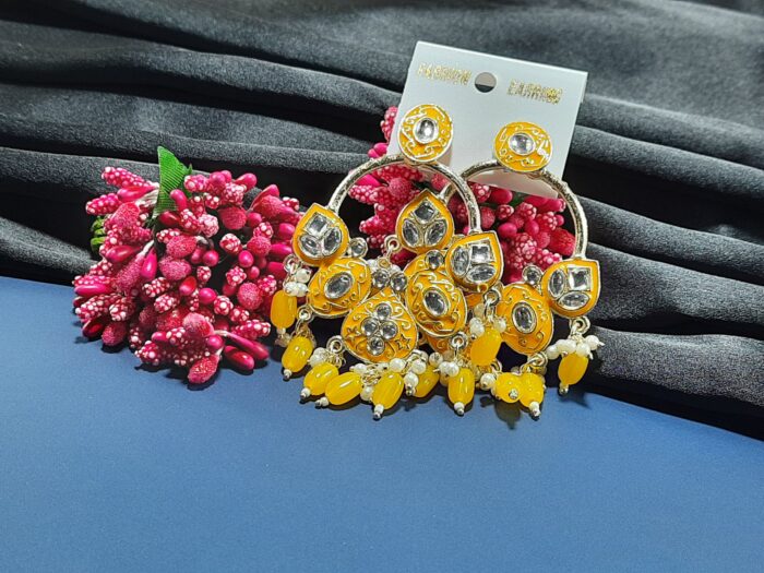 Meenakari kundan stone earrings
