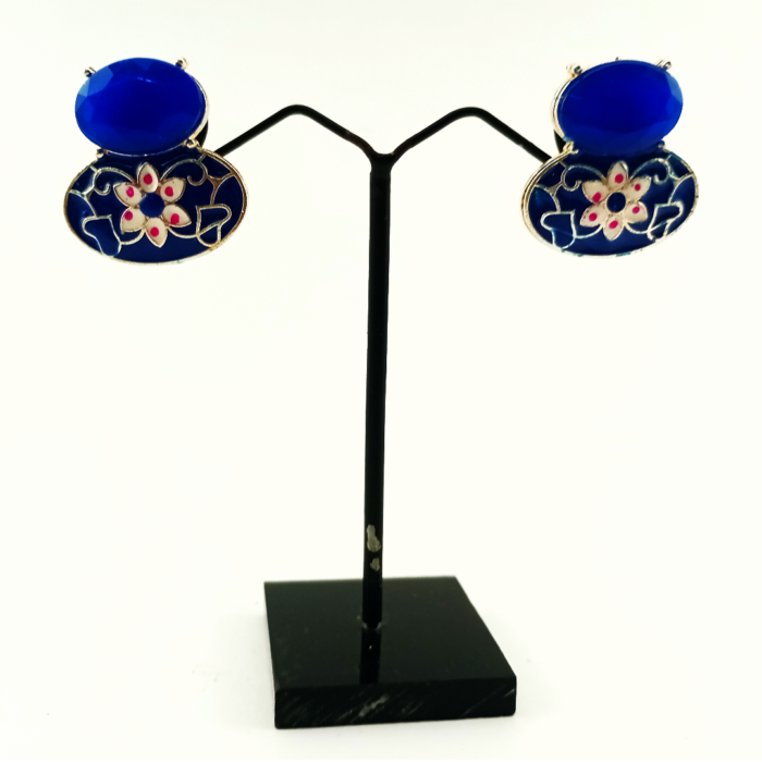 Meenakari  earrings with stone - Image 2