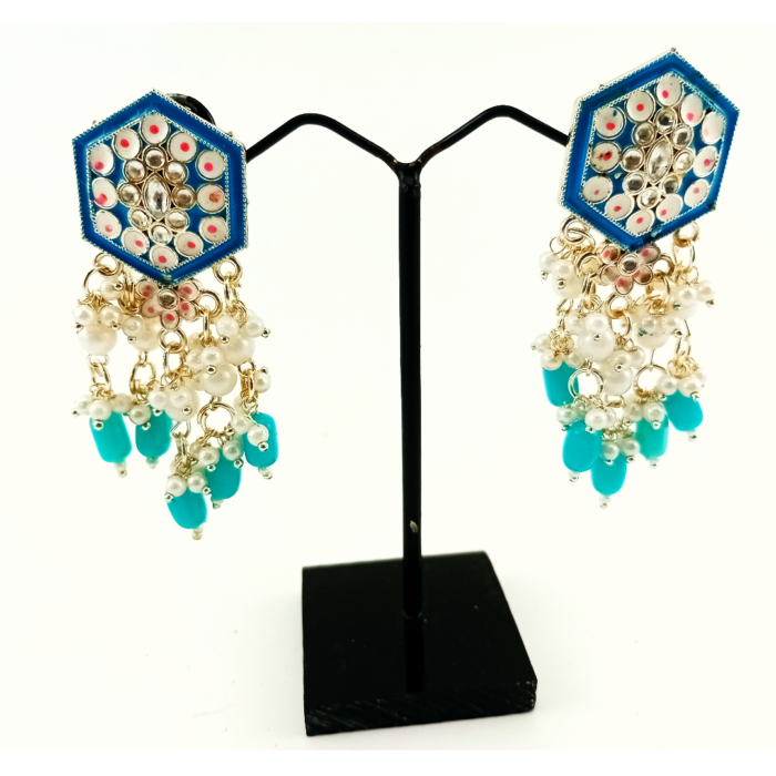 Meenakari pearl earings - Image 2