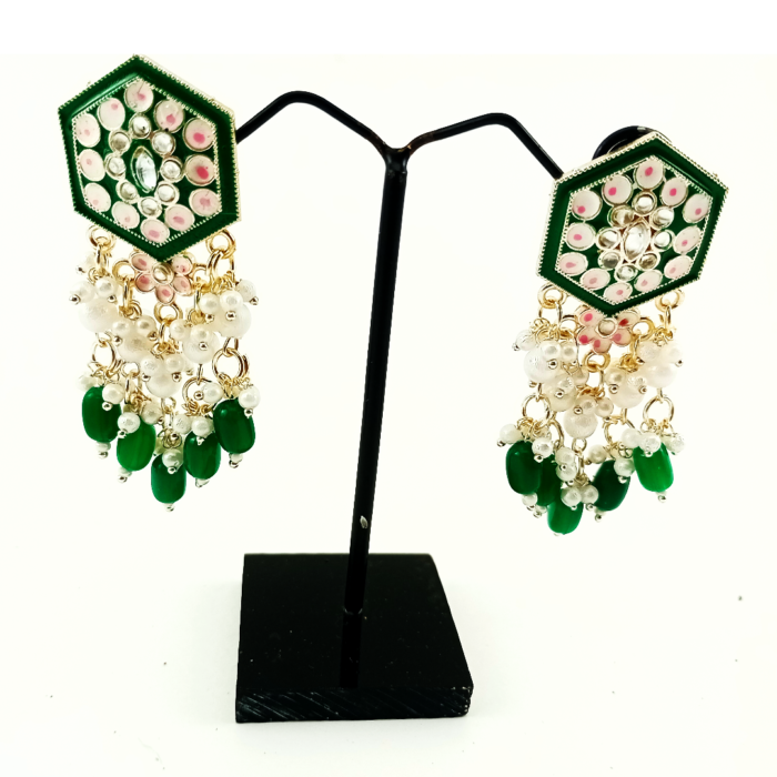 Meenakari pearl earings - Image 2