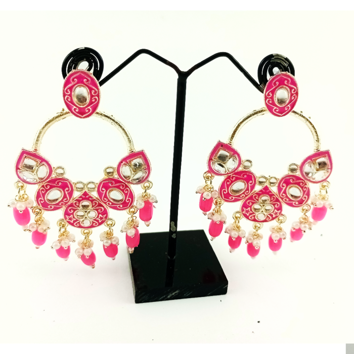 Meenakari kundan stone earrings - Image 2