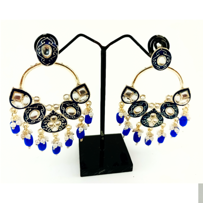 Meenakari kundan stone earrings - Image 2