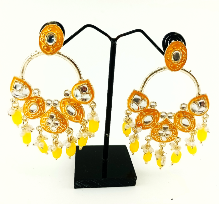 Meenakari kundan stone earrings - Image 2