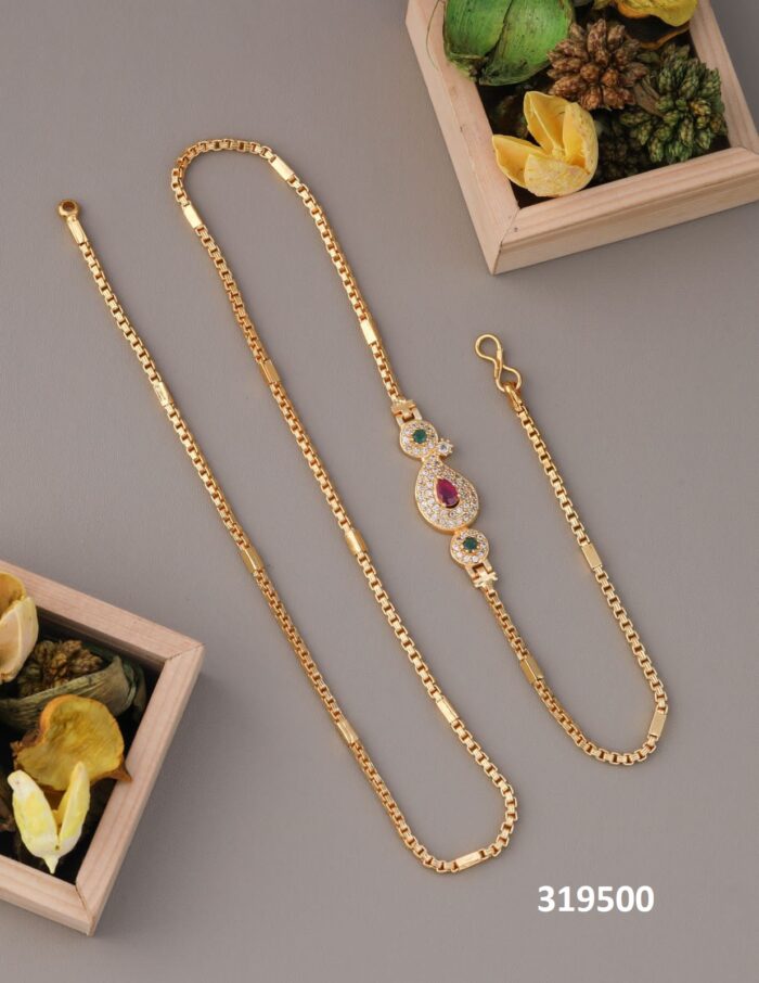 Gold plated multi stone mop chain