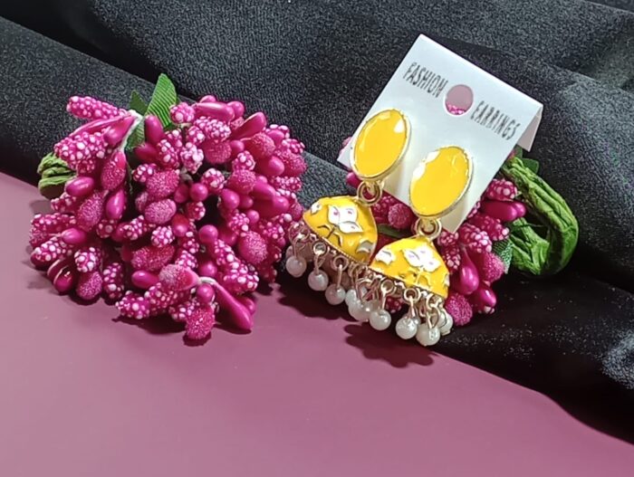 Meenakari jhumkha earings with Pearl