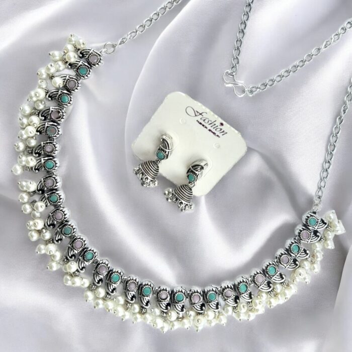 Premium Oxidized Pearl Necklace set