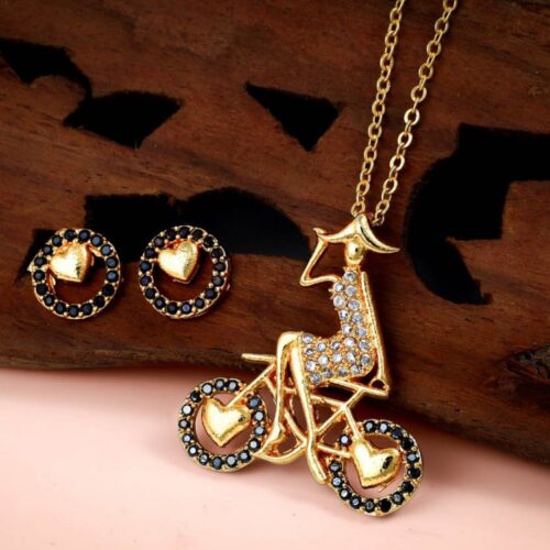 Elegant Women's Bicycle AD Pendant Chain Necklace