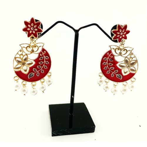Meenakari kundan stone earings