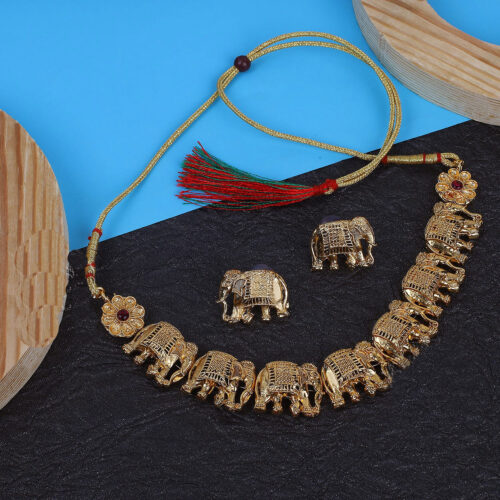 Gold plated elephant necklace set