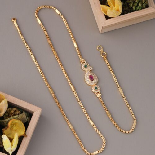 Gold plated multi stone mop chain