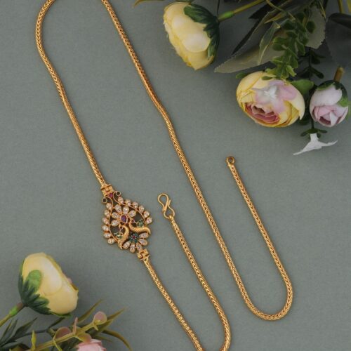 Gold plated peacock design mop chain