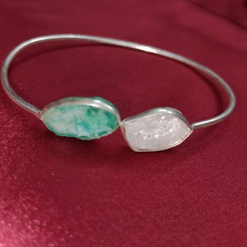 Druzy stone silver oxidised kada
