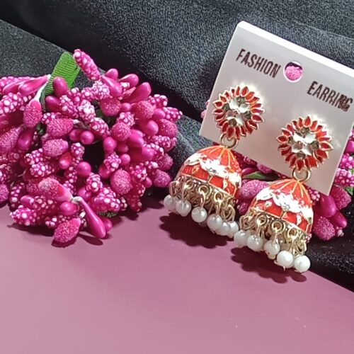 Meenakari jhumkha earings with Pearl