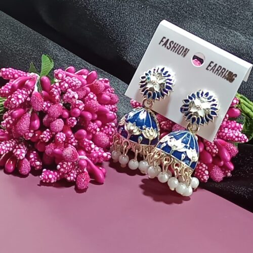 Meenakari jhumkha earings with Pearl