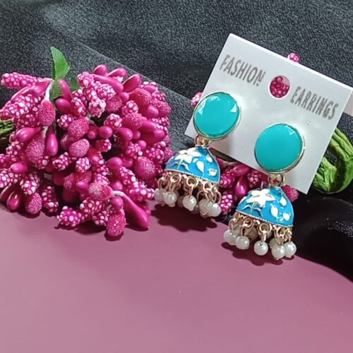 Meenakari jhumkha earings with Pearl