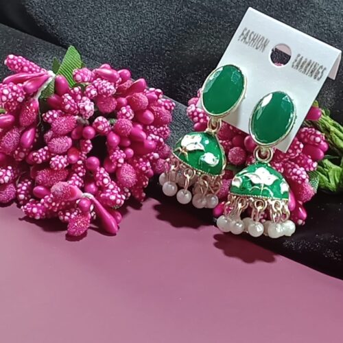 Meenakari jhumkha earings with Pearl