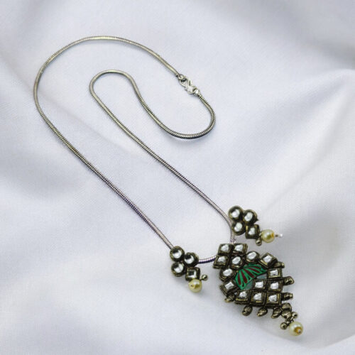 WhatsApp-Image-2024-06-15-at-5.27.02-PM-1.jpeg Kundan Oxidized Pendent set with Chain and Earrings