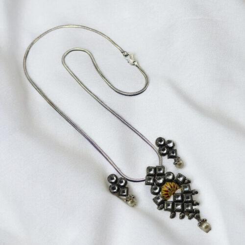 WhatsApp-Image-2024-06-15-at-5.27.02-PM.jpeg Kundan Oxidized Pendent set with Chain and Earrings