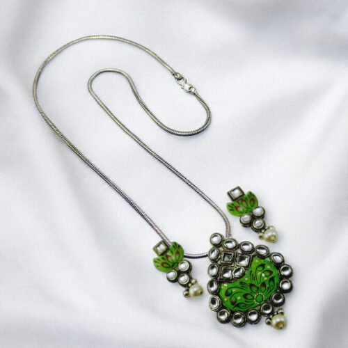 WhatsApp-Image-2024-06-15-at-5.27.03-PM-1.jpeg Kundan Oxidized Pendent set with Chain and Earrings