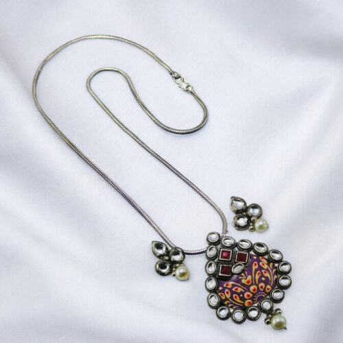 WhatsApp-Image-2024-06-15-at-5.27.04-PM-1.jpeg Kundan Oxidized Pendent set with Chain and Earrings