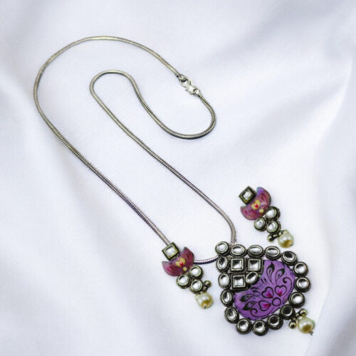 WhatsApp-Image-2024-06-15-at-5.27.04-PM.jpeg Kundan Oxidized Pendent set with Chain and Earrings