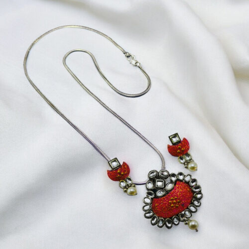 WhatsApp-Image-2024-06-15-at-5.27.05-PM.jpeg Kundan Oxidized Pendent set with Chain and Earrings