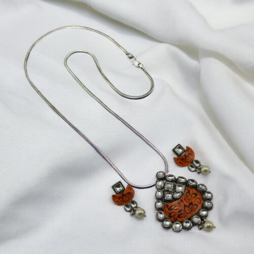 WhatsApp-Image-2024-06-15-at-5.27.06-PM.jpeg Kundan Oxidized Pendent set with Chain and Earrings