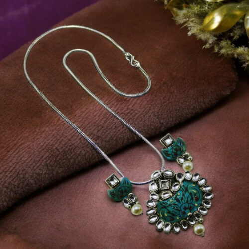 WhatsApp-Image-2024-06-15-at-5.27.07-PM-1.jpeg Kundan Oxidized Pendent set with Chain and Earrings