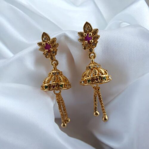 Gold AD Jhumka Earrings