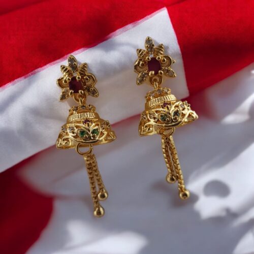 Gold AD Jhumka Earrings