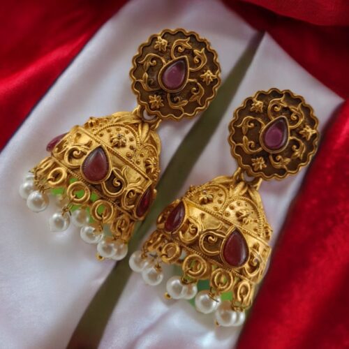 Premium Gold plated  Matte Jhumka Earrings