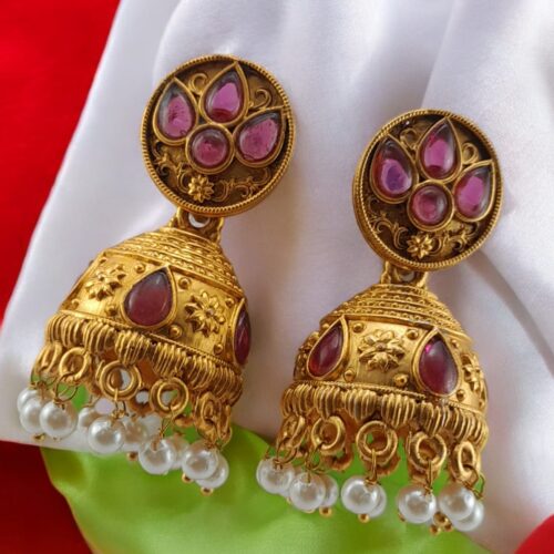 WhatsApp-Image-2024-07-12-at-6.40.12-PM.jpeg Premium Gold Plated Matte Jhumka Earrings