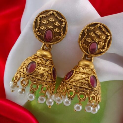 Premium Gold plated Matte Jhumka Earrings