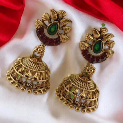Gold plated Matte Jhumka Earrings
