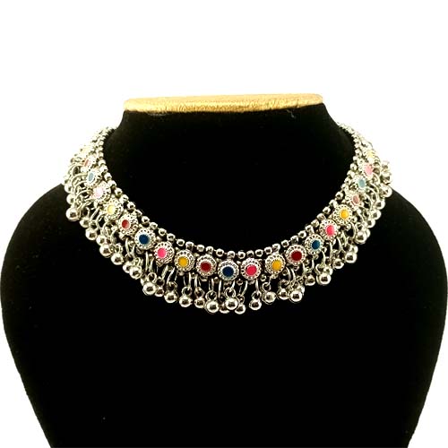 Oxidised meena necklace