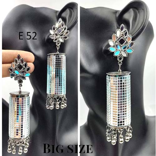 Oxidised mirror earrings long