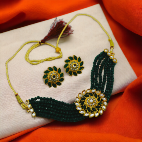 Kundan Choker Necklace And Stud Earrings