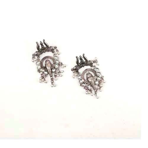 Oxidised ganpat earrings
