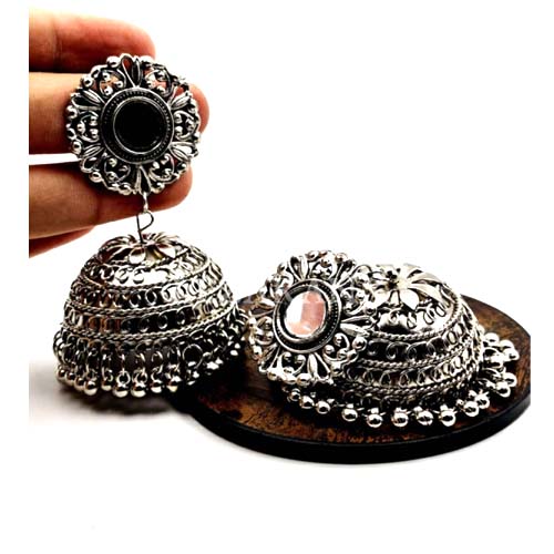 Oxdised jhumka earrings