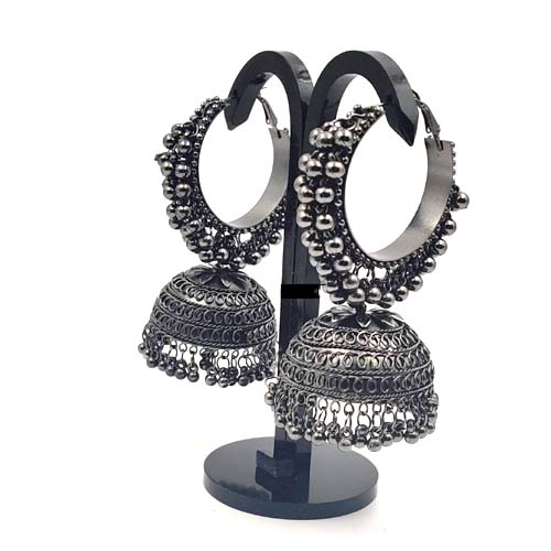 Oxdised black jhumka earrings